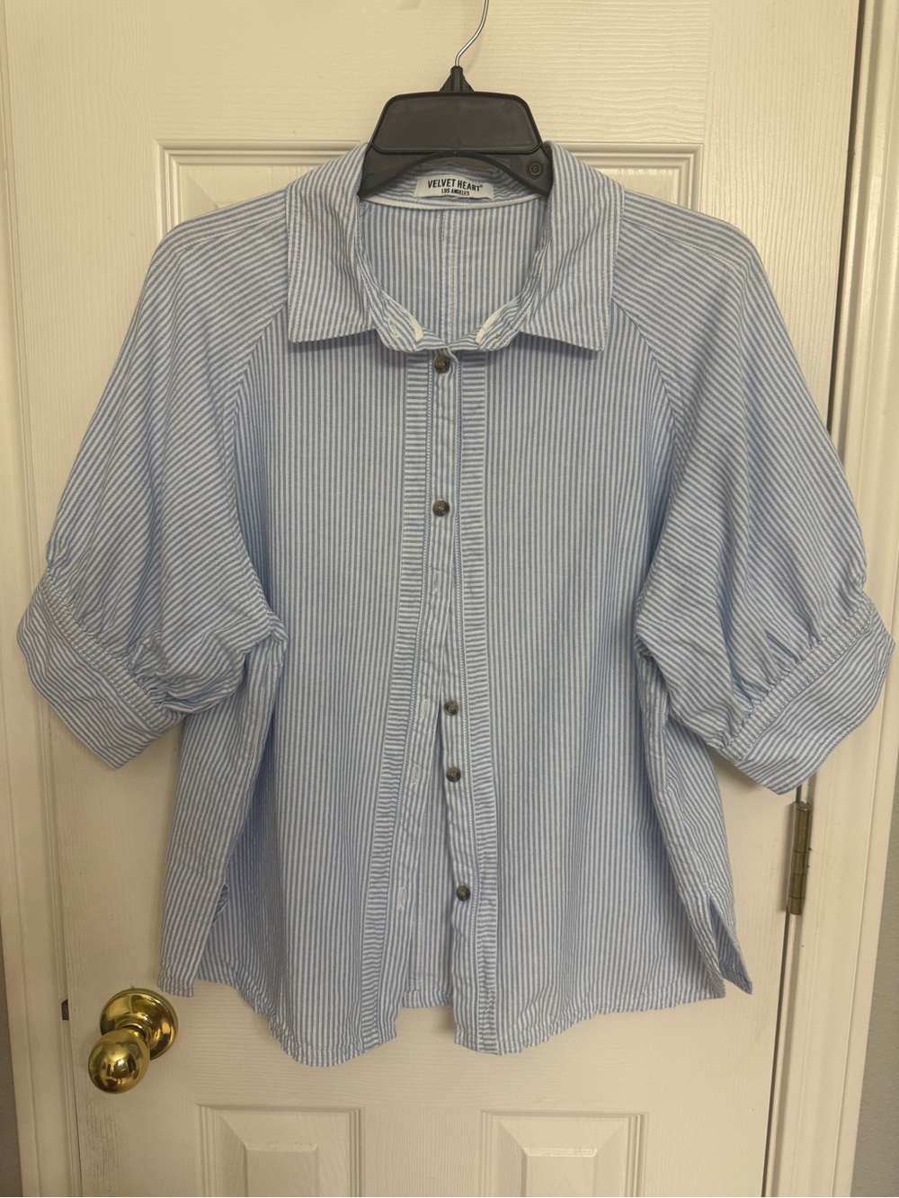 Velvet Heart Blue & White Striped Button-Down Shirt